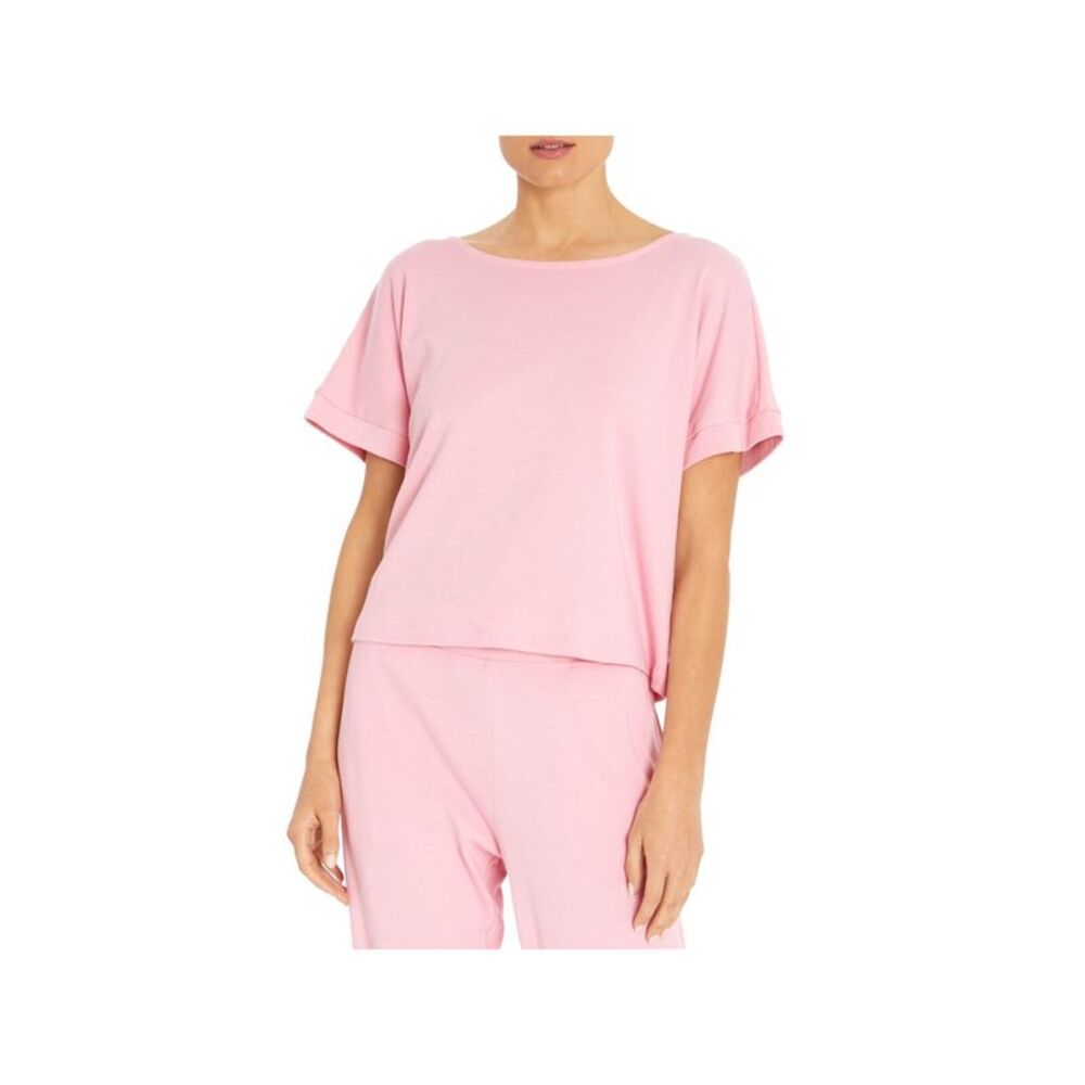 THREE DOTS Womens Pink Short Sleeve Crew Neck Top M